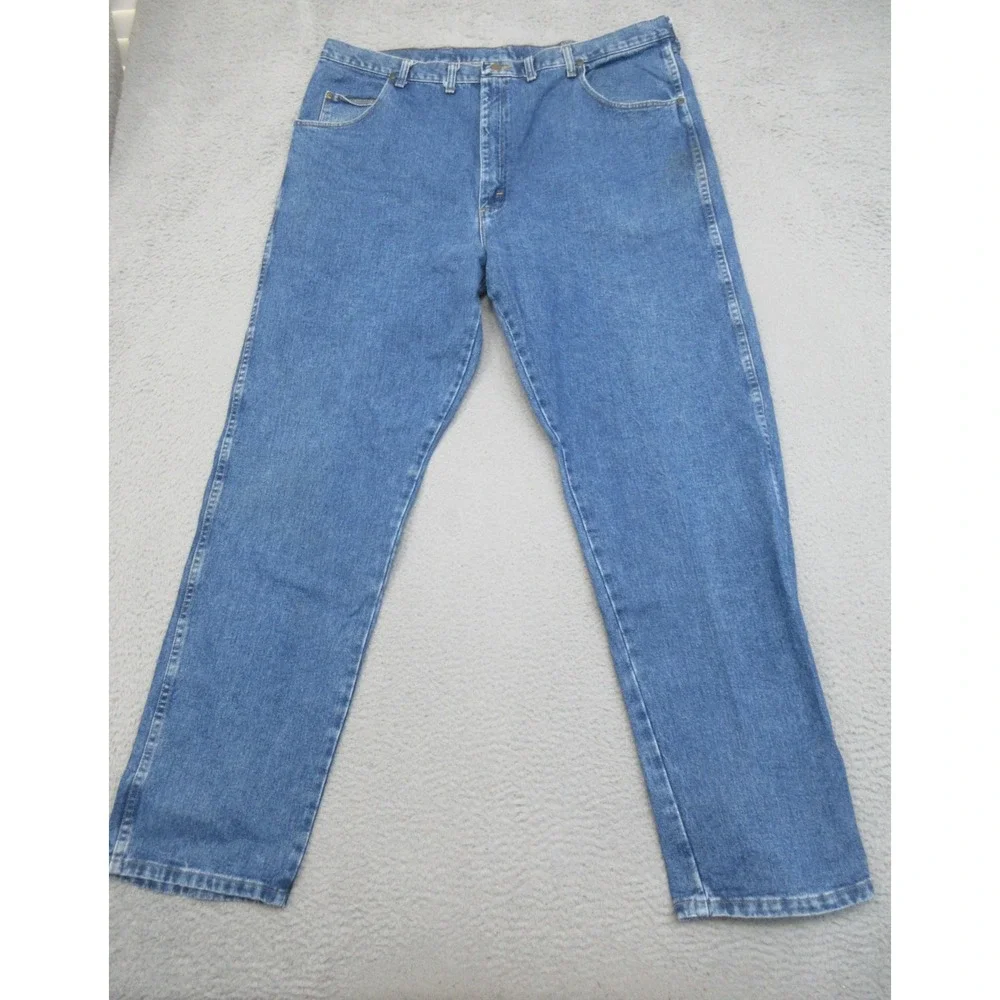 Wrangler Rugged Wear Western Jeans Men 44x34 Relaxed Fit Straight Antique Indigo